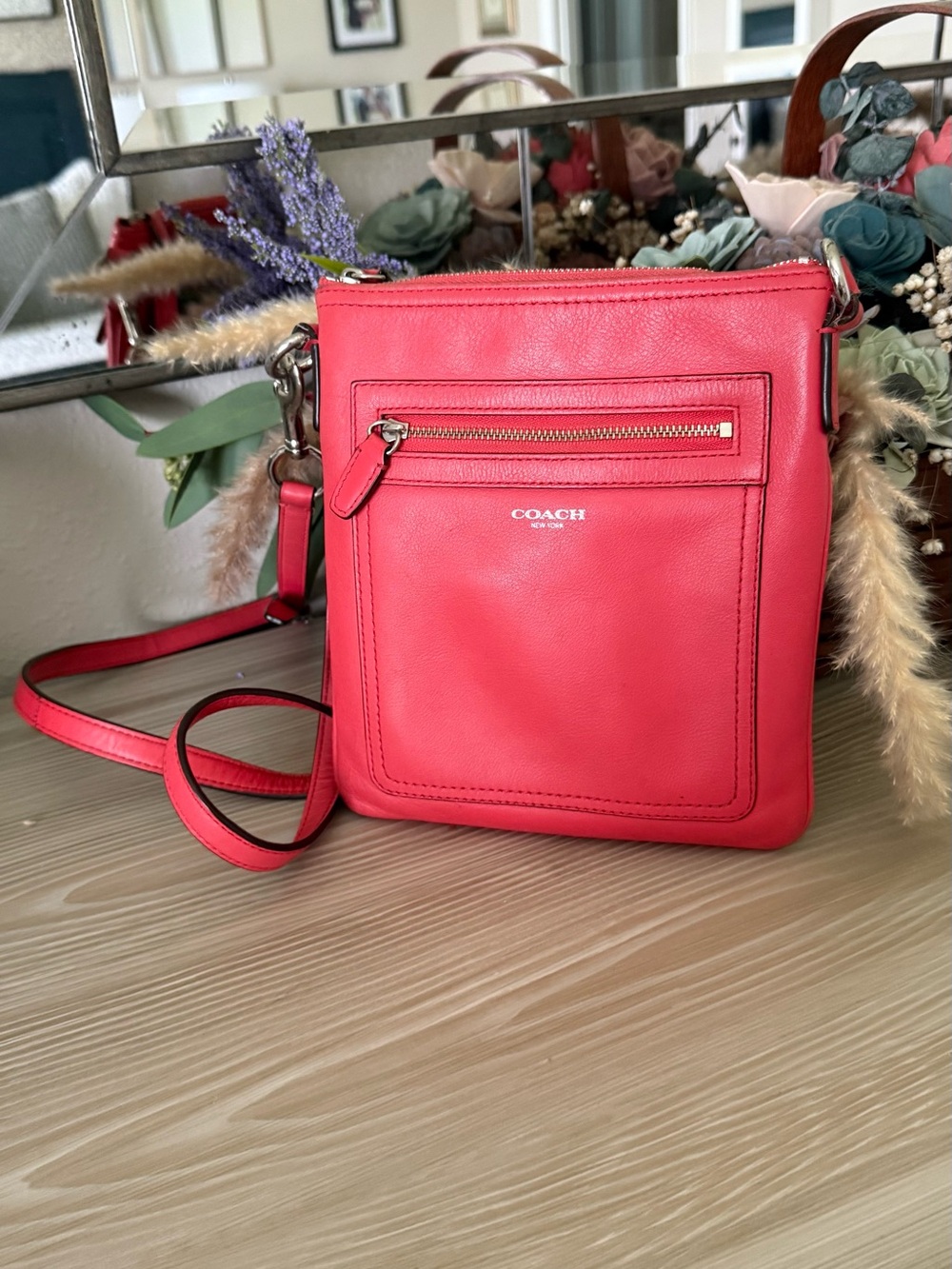 COACH Red Leather Crossbody Bag